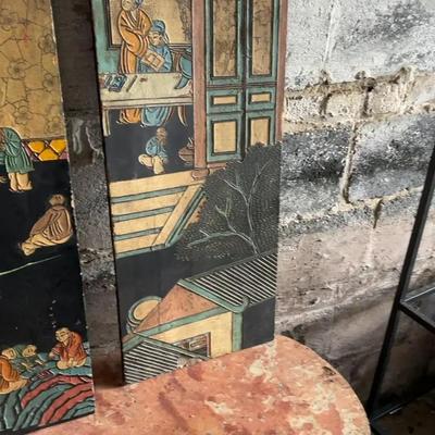 Vintage Asian Painted Panel