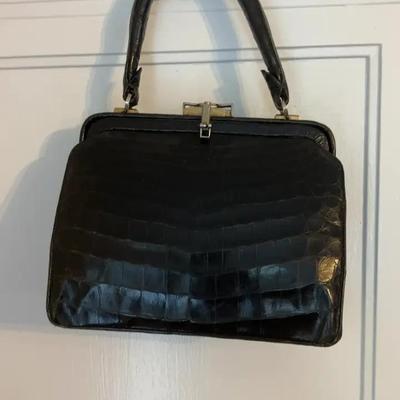 Korect Black Alligator Handbag