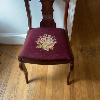 Mahogany Side Chair with Needlepoint Seat