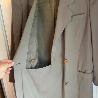 Girorgo Armani Tan Double-Breasted Long Jacket