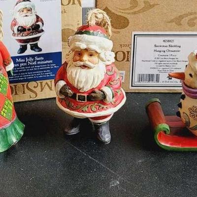 Christmas Decor Jim Shore Christmas Ornaments Santa and Snowman 3pc Lot with Boxes 