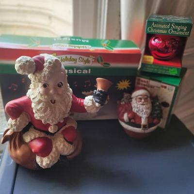 Christmas Decor - Music and Motion Santa and Ornaments