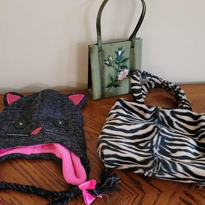 Accessories Cat Hat and 2 Purses - 3pc
