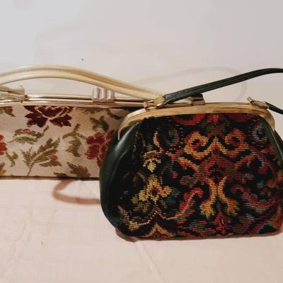 Tapestry Handbags Blue and Cream 2pc 