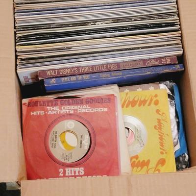 Box Lot Includes Vinyl Albums and a Few Books - Mixed Artists and Authors