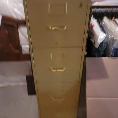 Yellow Metal File Cabinet Retro Office