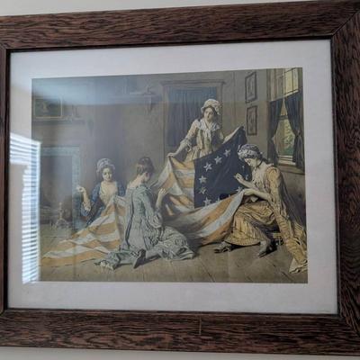 Framed Print of Betsy Ross Sewing the First American Flag Henry Mosler