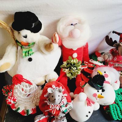 Christmas Decor Plush and Winter Plush and Handmade Décor Lot 