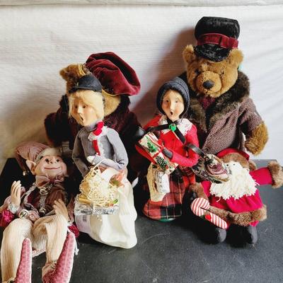 Christmas Decor - Figures Lot -Carolers, Bears, Santa and Elf