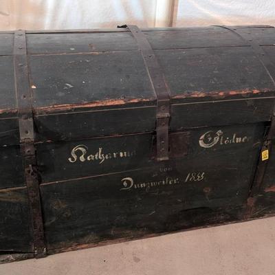 Iron and Wood Travel Trunk Antique