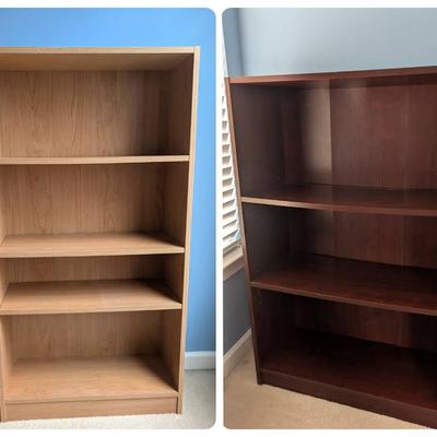 Two Small Bookcases One Light Wood One Dark wood (Press board)