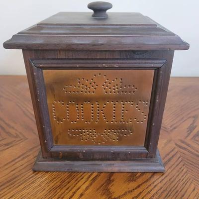 Pierced Metal And Wood - Wood Village Cookie Jar