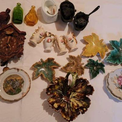 Miniature Decor Collection Tiny Bottles, Beautiful Clock, Dishes, Dollhouse Diorama Etc 