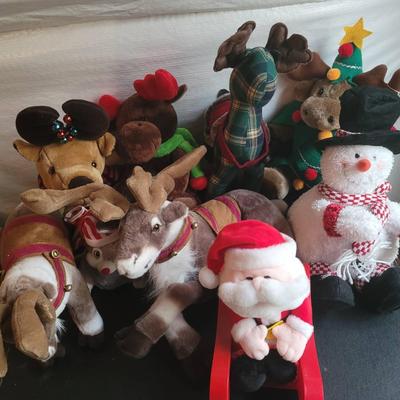 Christmas Decor Plush Lot - Includes Toys with Motion, Sound, and Regular Holiday Plush Lot of 9