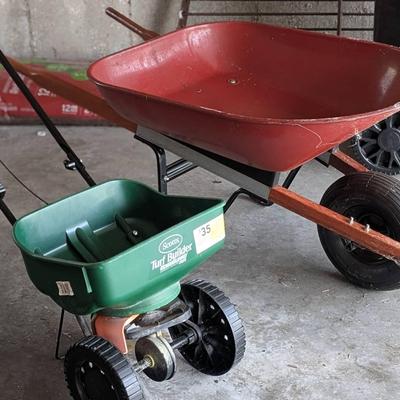 Wheel Barrow And Seeder