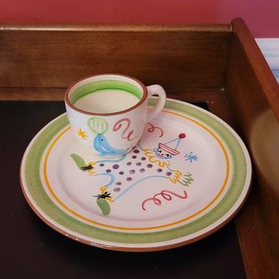 Stangl Children's Plate and Cup Circus Themed with Clown and Seal