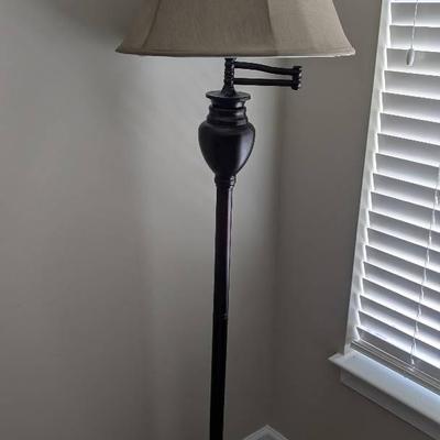 Portfolio Double Gate 58-in Dark Oil Rubbed Bronze Shaded Floor Lamp with Fabric Shade