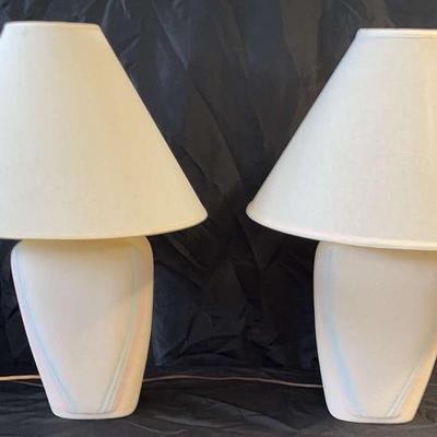 Pair Of Creamy Rose And Beige Retro Working Lamps With Shades