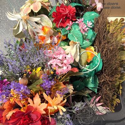 Faux Flowers & Wreaths Mystery Lot (Does Not Include Plastic Tote)