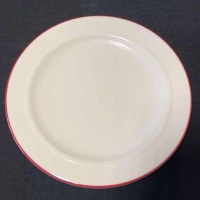 Assortment Of 6 Red Rimmed Vintage Lyrica Homer Laughlin China Plates