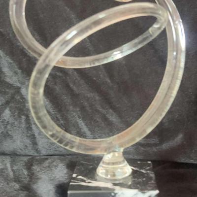 Abstract Glass Art Sculpture On Black Marble Base