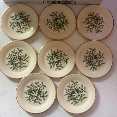 VTG Lenox Holiday Dessert Plate Set of (8) 6 1/2"