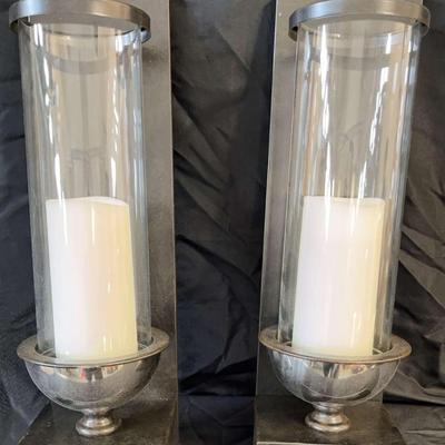 Pair Of Decorative Battery Operated Pillar Candle Sconces