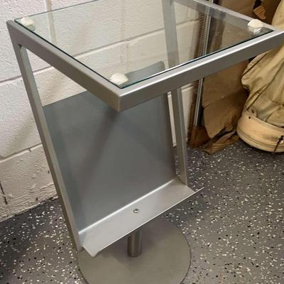 Newspaper Stand Metallic Glass Top Table