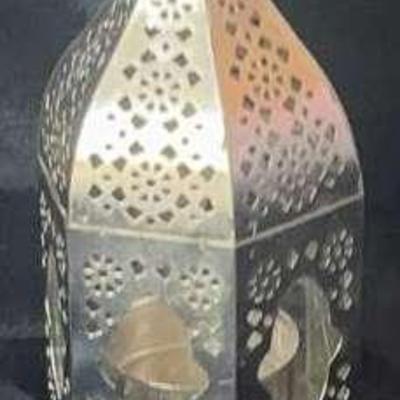 Tee Light Candle Holder Metallic Hanging Lantern