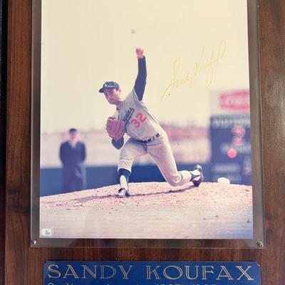 Sandy Koufax Signed plaque 