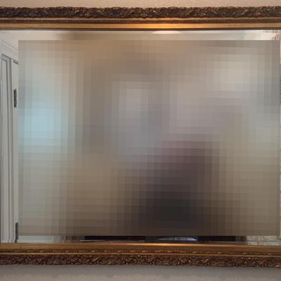 Large Entryway Mirror With Intricate Gold Tone Frame