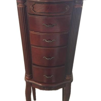 Dark Wooden Standing Floor Jewelry Cabinet