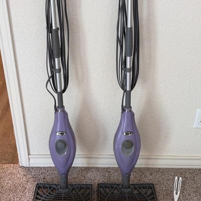 2 Shark Steam Mops (gently used), Brand new spin scrubber + Household Cleaning Supplies 