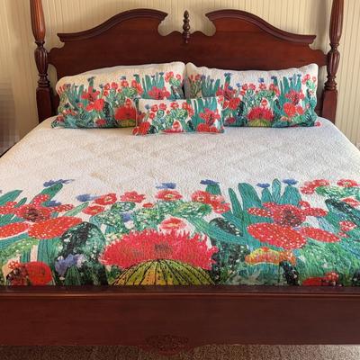 King Size Blooming Desert Cactus Quilt Bed Set By Donna Sharp - Bed Frame Not Included 
