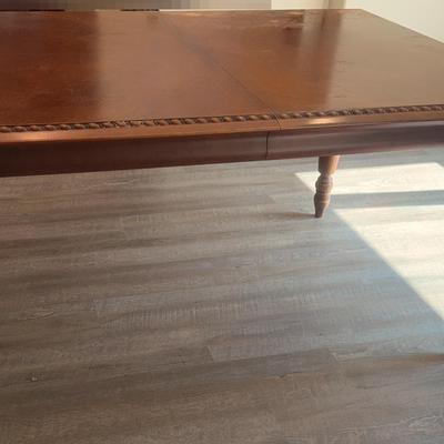 Vintage Dark Wood Dining Table Made In The USA With Two Additional Leaves