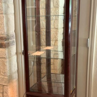 Cherry Light Up Curio With Three Glass Shelves Lot 1
