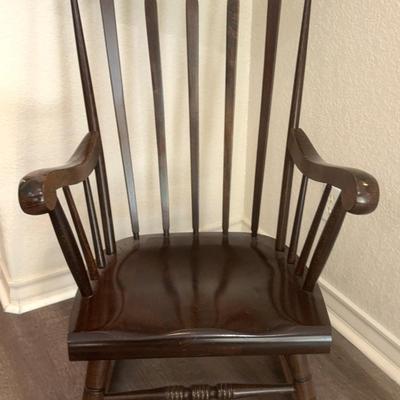 Vintage Dark Wood Rocking Chair Lightweight But Sturdy 