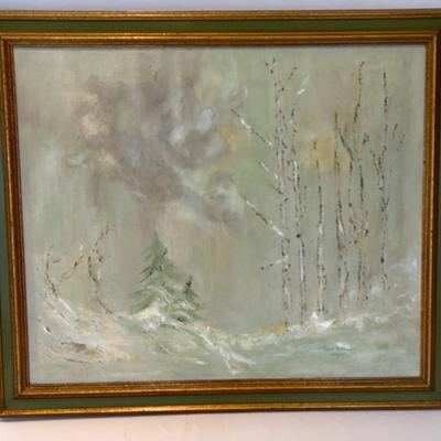 Vintage Abstract Landscape Painting On Canvas 