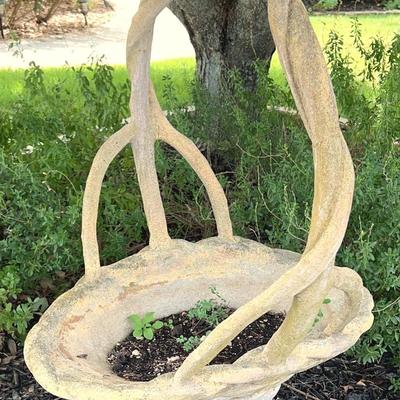 Large Stone Basket Planter