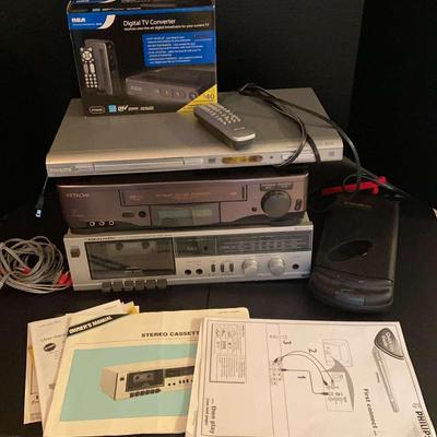 Philips DVD Player, Hitachi VCR, Realistic Cassette Deck & RCA Converter