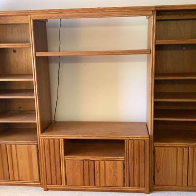 Three-Piece Lighted Wooden Entertainment Center