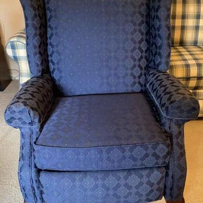 Best Chairs Blue Upholstered Wingback Recliner