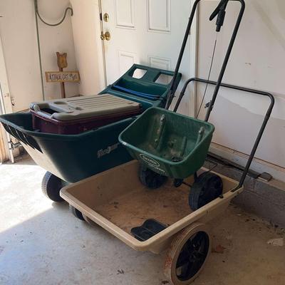 EZ Cart, Easyrunner & LawnBuddy Wheelbarrows with Scotts Spreader
