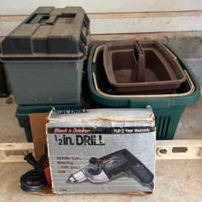 Black & Decker Drill with Toolboxes and Level