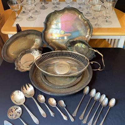 Silver-Plated Serving Pieces & Silver-Rimmed Glassware