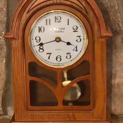 Preferred Stock Wooden Quartz Mantle Clock with Pendulum