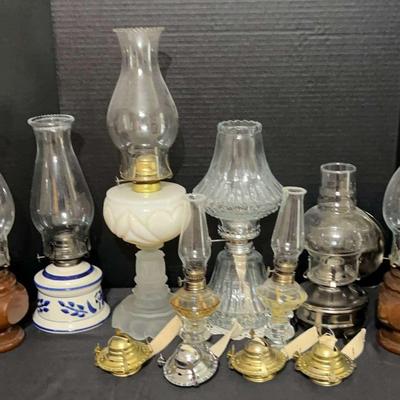 Hurricane Lamp Collection in Glass, Porcelain & Wood