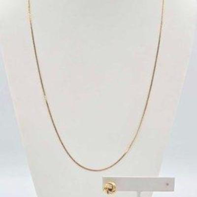 #704 • 14k Gold Necklace & (1) Gold Earring, 4.2g
