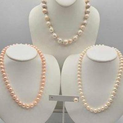 #1000 • (3) Pearl Necklaces & (1) Pearl Earring, 182.7g
