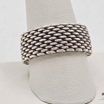 #900 • Tiffany & Co Sterling Silver Mesh Flex Ring, 10.1g
